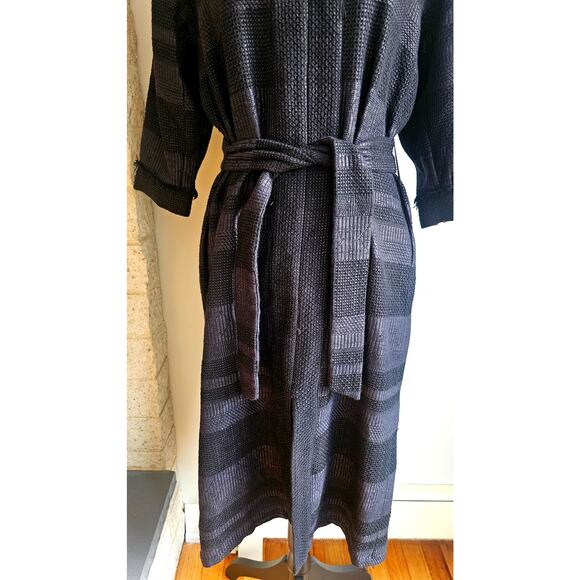 Intropia Kimono Midi Dress, Made in Spain, Black, Belted, US Sz 6 Retail $365 - Picture 4 of 12